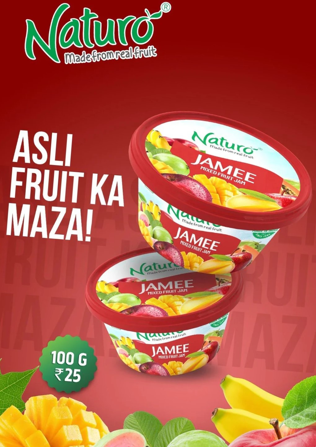 NATURO MIXED FRUIT JAM TUB 25/